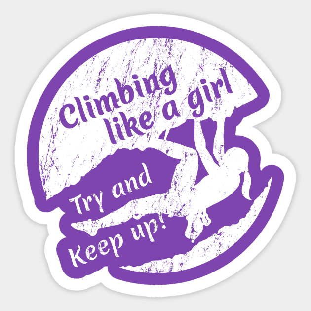 Climbing like a girl - White Logo Sticker by Mopholo